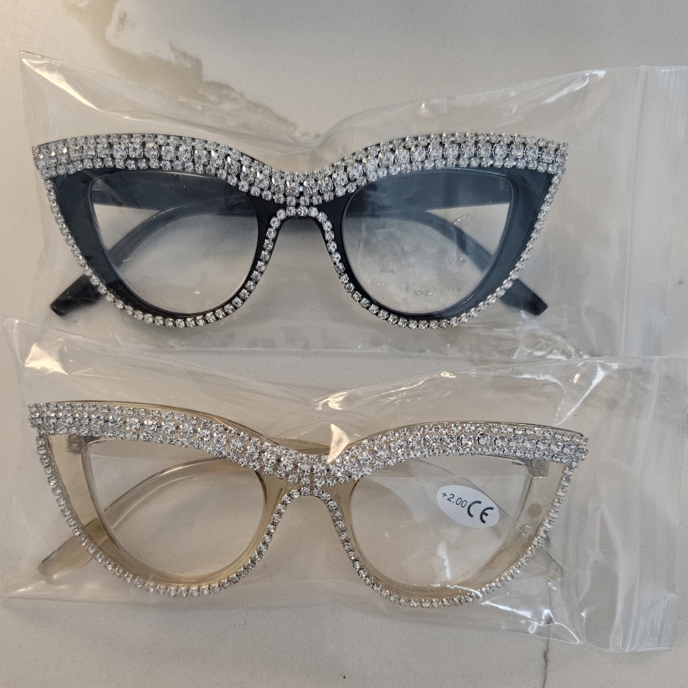 Elegant Rhinestone-Embellished Reading Glasses